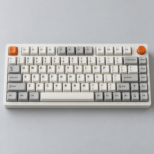 75% Tri-Mode Wireless Mechanical Keyboard with Hot-Swappable Switches, PBT Keycaps and Rotary Control Knob — Cream & Orange