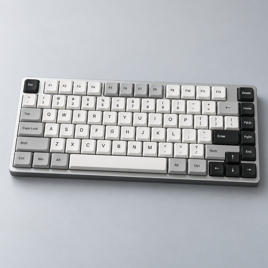75% Low-Profile Wireless Mechanical Keyboard with Slim Aluminium Frame, Bluetooth and USB-C Connectivity — Silver & White