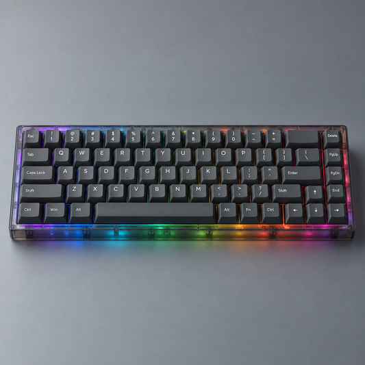 65% Wired Mechanical Keyboard with Smoky Transparent Case, RGB Lighting and Hot-Swappable Switches — Smoke Grey