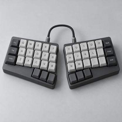 Split Ergonomic Mechanical Keyboard with Independent Left and Right Modules, Thumb Keys and Programmable Layers — Graphite & Grey