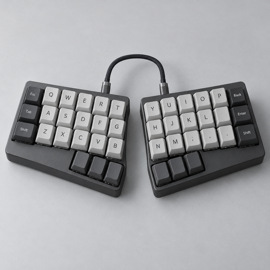 Split Ergonomic Mechanical Keyboard with Independent Left and Right Modules, Thumb Keys and Programmable Layers — Graphite & Grey