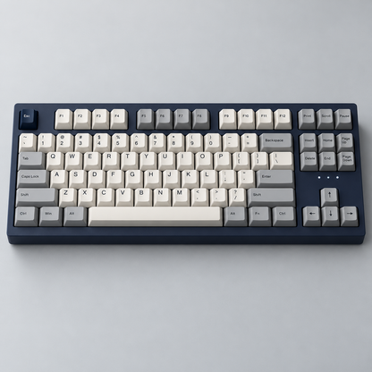 TKL Tri-Mode Wireless Mechanical Keyboard with Dedicated Navigation Keys and Linear or Tactile Switch Options — Navy & Grey
