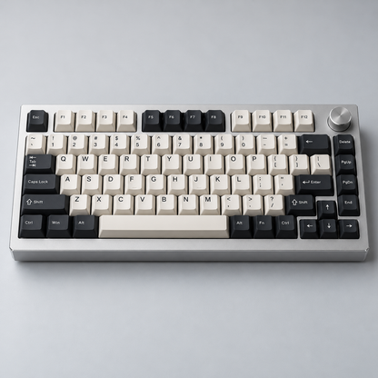 75% Custom Mechanical Keyboard with CNC Aluminium Case, Gasket Mount, Hot-Swappable PCB and Programmable Keys — Silver & Charcoal