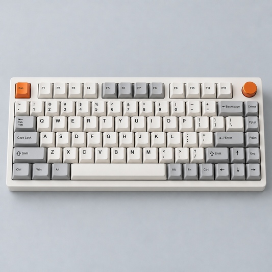 75% Tri-Mode Wireless Mechanical Keyboard with Hot-Swappable Switches, PBT Keycaps and Rotary Control Knob — Cream & Orange