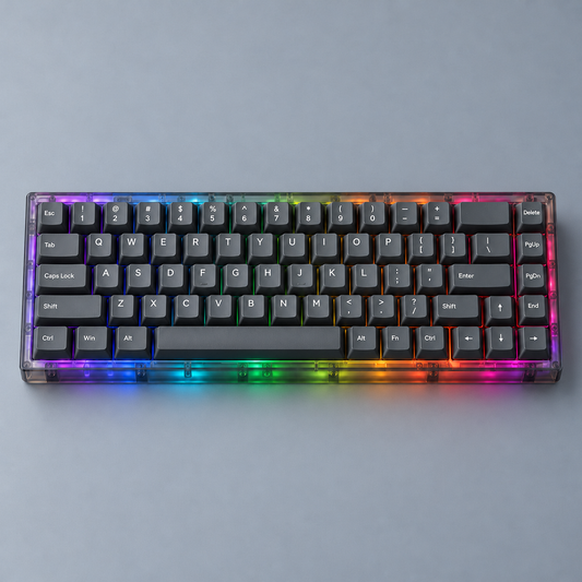 65% Wired Mechanical Keyboard with Smoky Transparent Case, RGB Lighting and Hot-Swappable Switches — Smoke Grey