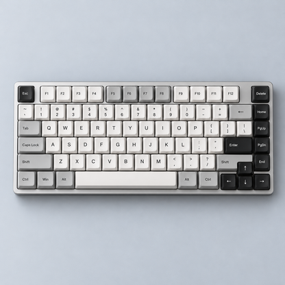 75% Low-Profile Wireless Mechanical Keyboard with Slim Aluminium Frame, Bluetooth and USB-C Connectivity — Silver & White