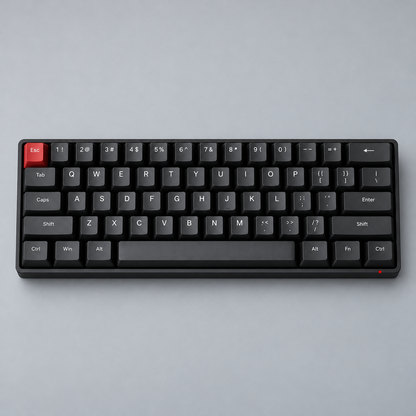 60% Wired Hall Effect Gaming Keyboard with Adjustable Actuation, Rapid Trigger and Compact ANSI Layout — Black & Red