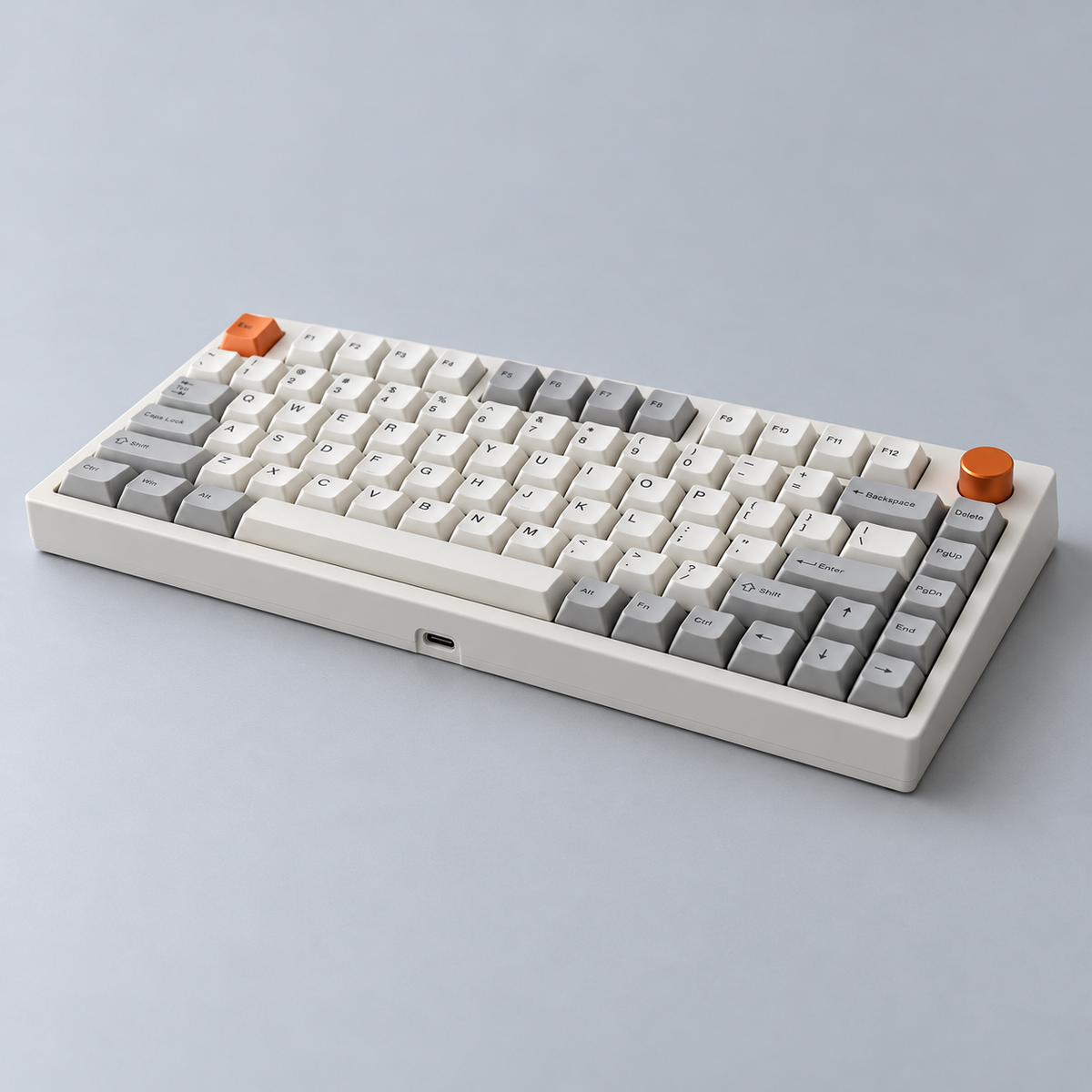 75% Tri-Mode Wireless Mechanical Keyboard with Hot-Swappable Switches, PBT Keycaps and Rotary Control Knob — Cream & Orange