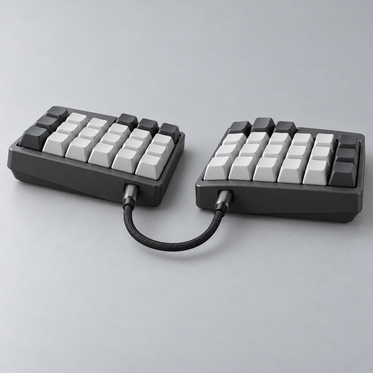 Split Ergonomic Mechanical Keyboard with Independent Left and Right Modules, Thumb Keys and Programmable Layers — Graphite & Grey