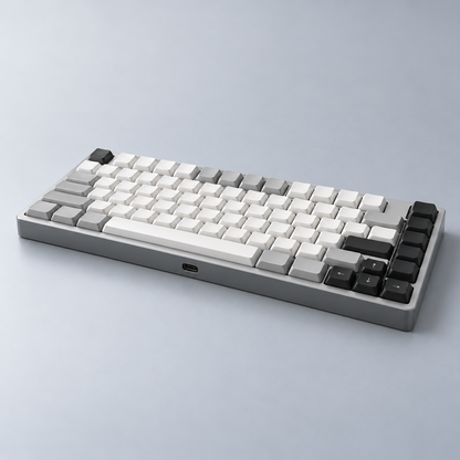 75% Low-Profile Wireless Mechanical Keyboard with Slim Aluminium Frame, Bluetooth and USB-C Connectivity — Silver & White