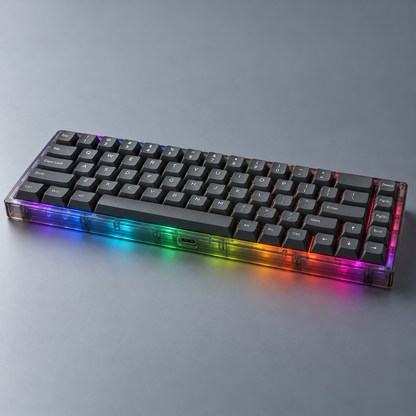 65% Wired Mechanical Keyboard with Smoky Transparent Case, RGB Lighting and Hot-Swappable Switches — Smoke Grey