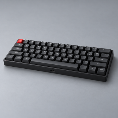 60% Wired Hall Effect Gaming Keyboard with Adjustable Actuation, Rapid Trigger and Compact ANSI Layout — Black & Red