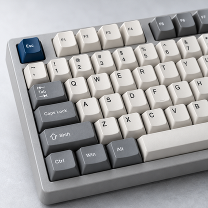 75% Wireless Mechanical Keyboard with Silent Linear Switches, Tri-Mode Connectivity and Dedicated Arrow Keys — Mist Grey & Navy