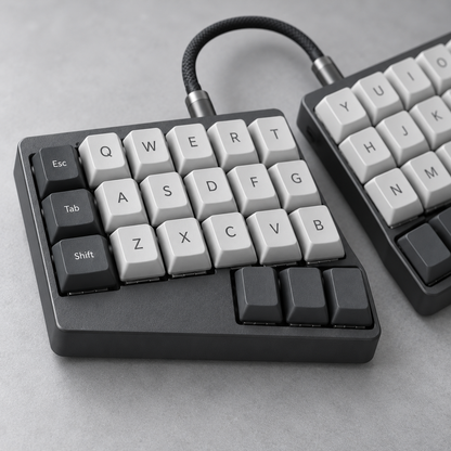 Split Ergonomic Mechanical Keyboard with Independent Left and Right Modules, Thumb Keys and Programmable Layers — Graphite & Grey