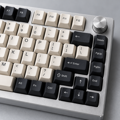 75% Custom Mechanical Keyboard with CNC Aluminium Case, Gasket Mount, Hot-Swappable PCB and Programmable Keys — Silver & Charcoal